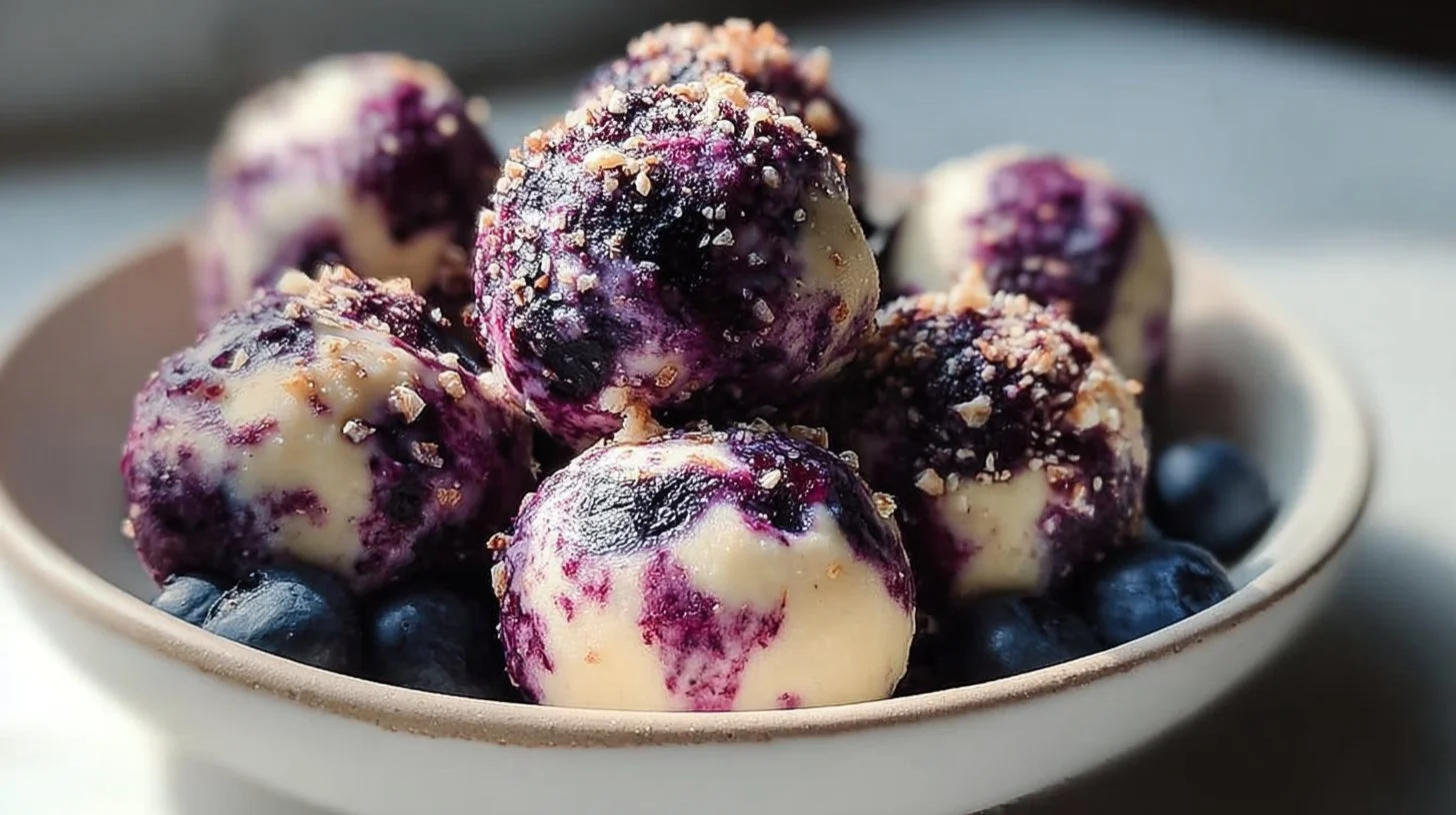 Delicious blueberry cheesecake protein bites for a healthy snack