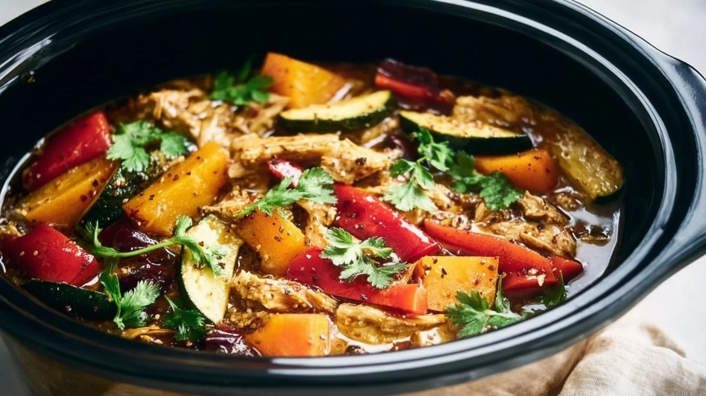 Delicious healthy slow cooker flat belly dish ready to serve