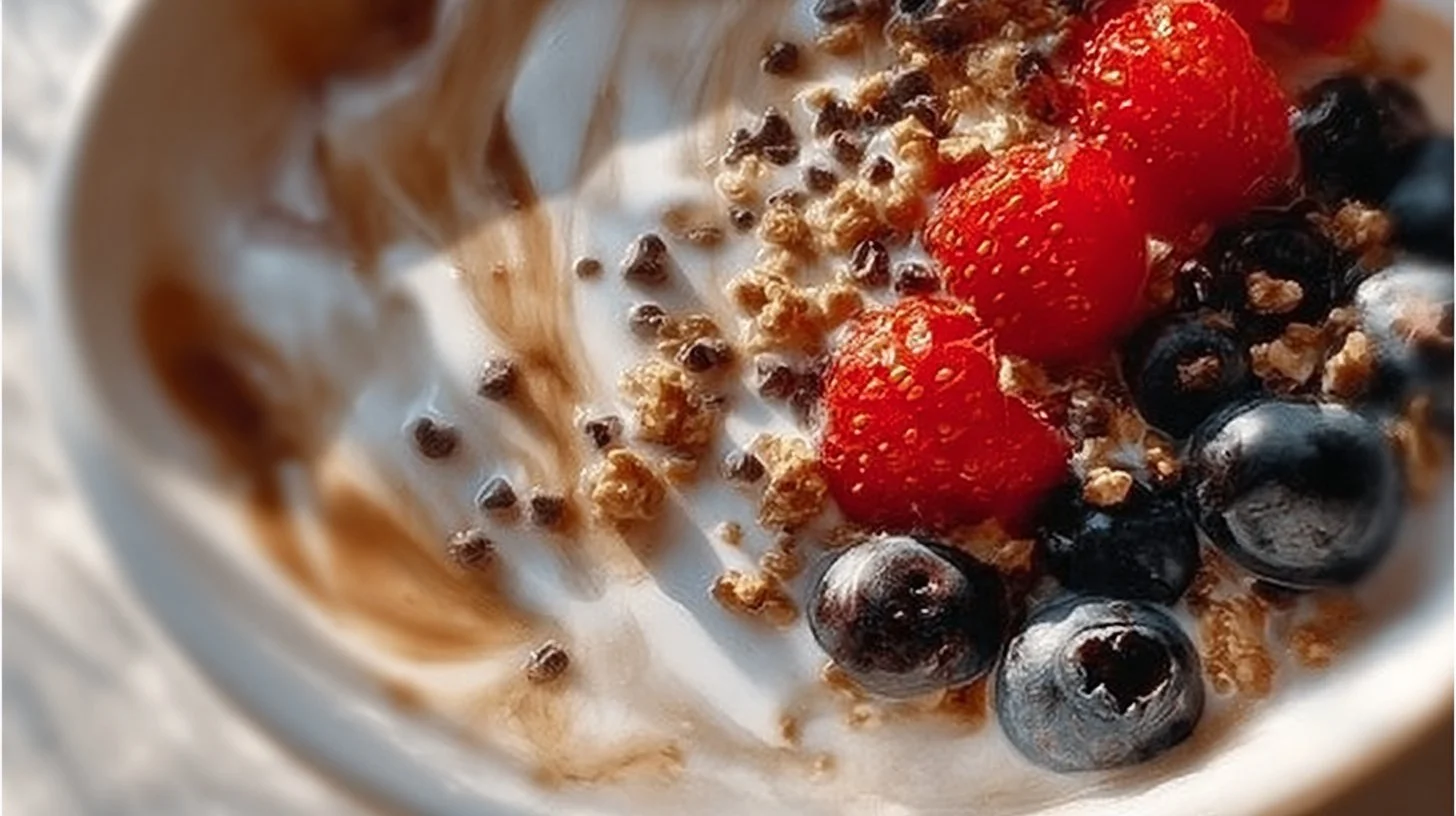 Delicious yogurt bowl topped with fresh fruits and nuts for a healthy breakfast