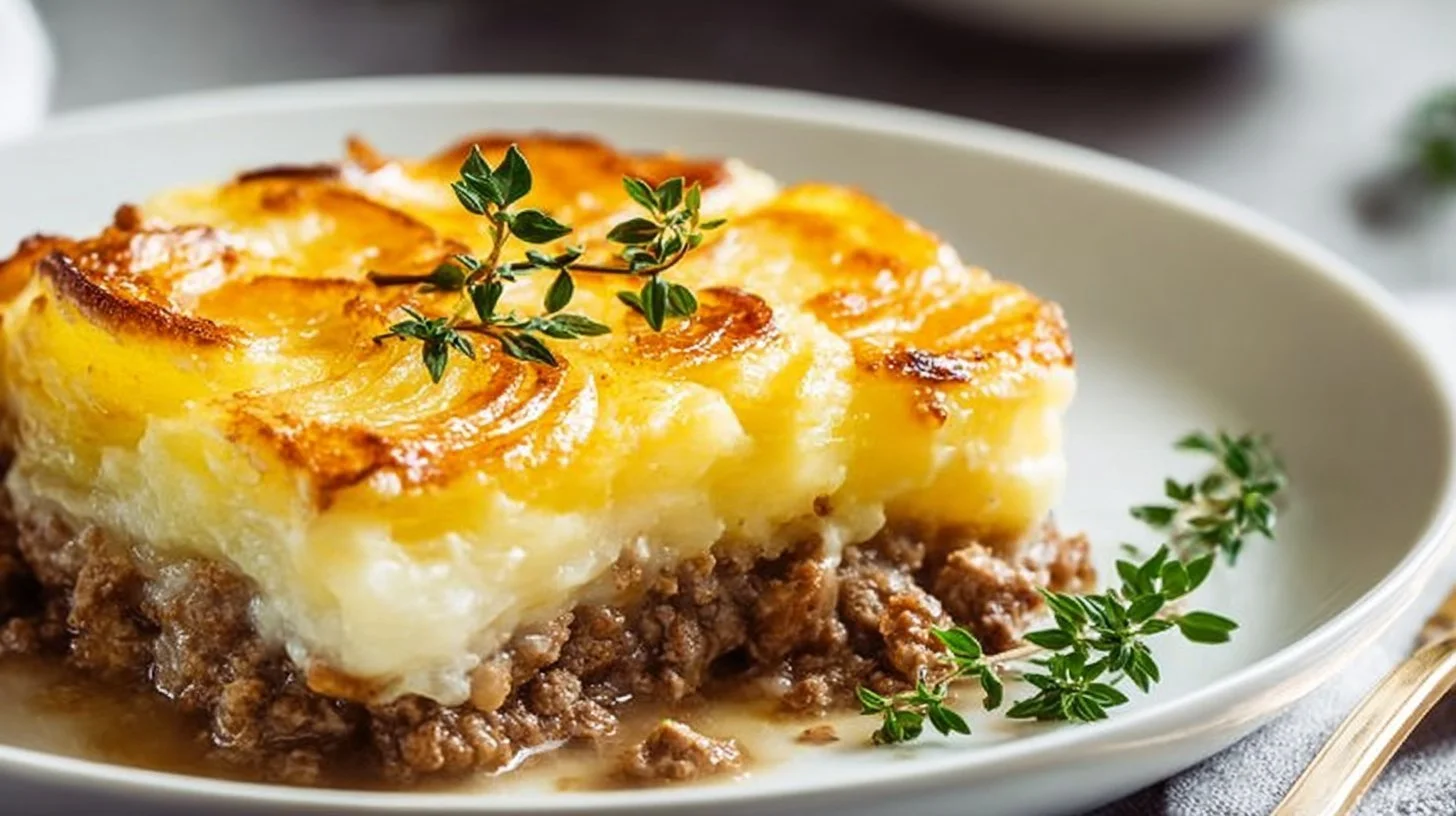 Delicious 5-Ingredient Hamburger & Potato Casserole served in a dish