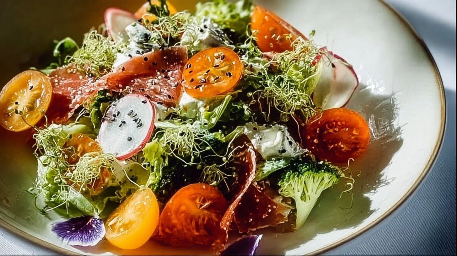 Colorful and fresh Grinder Salad made with vegetables and toppings.