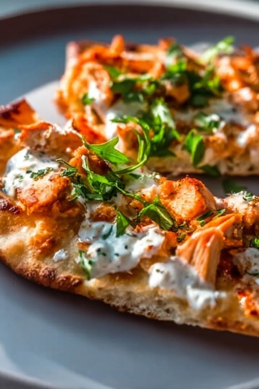 High Protein Buffalo Chicken Flatbread