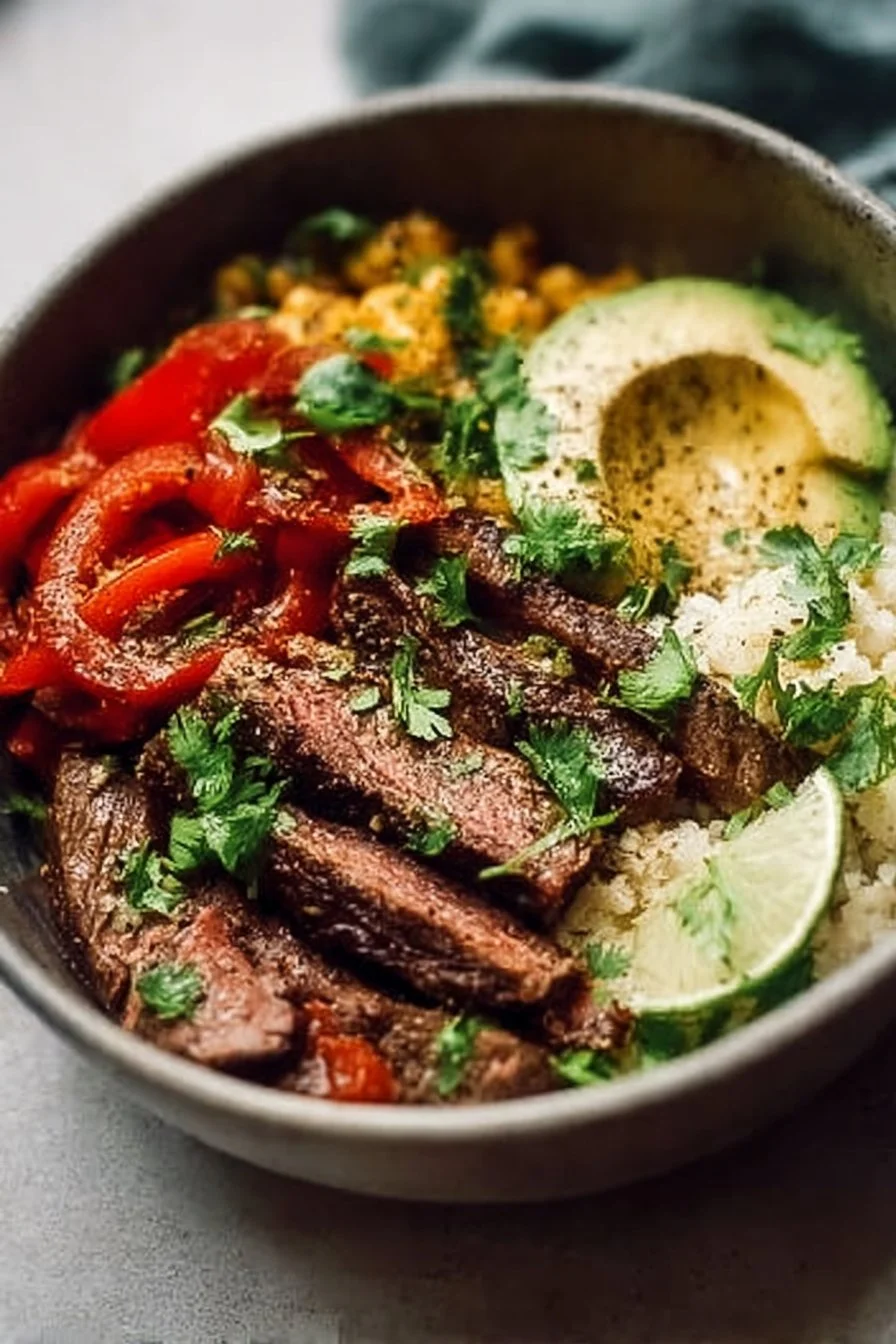 High Protein Steak Fajita Bowl