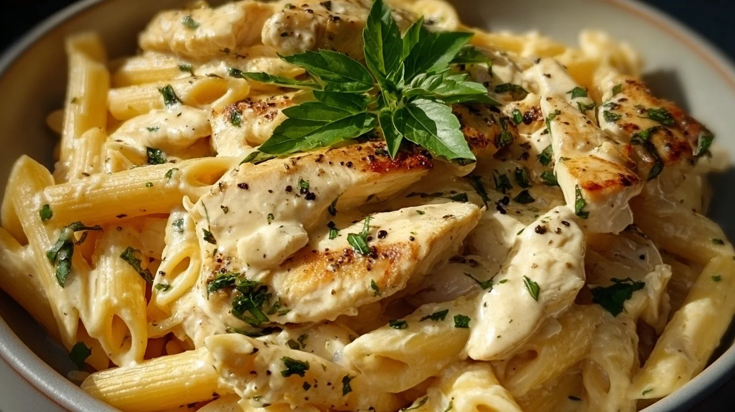 Delicious Chicken Penne dish with creamy sauce and grilled chicken