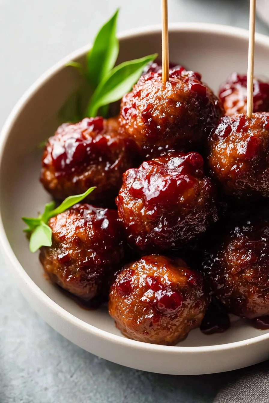 Mini Party Meatballs with Cranberry BBQ Glaze