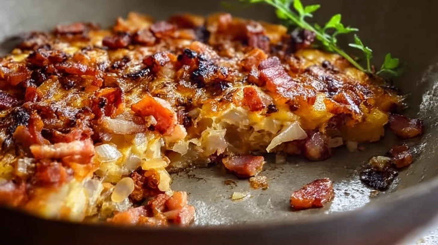 Savory Amish breakfast casserole served for brunch