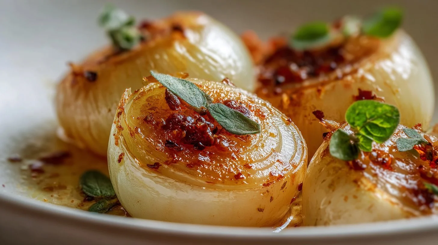 Savory roasted sweet onion served as a delicious side dish