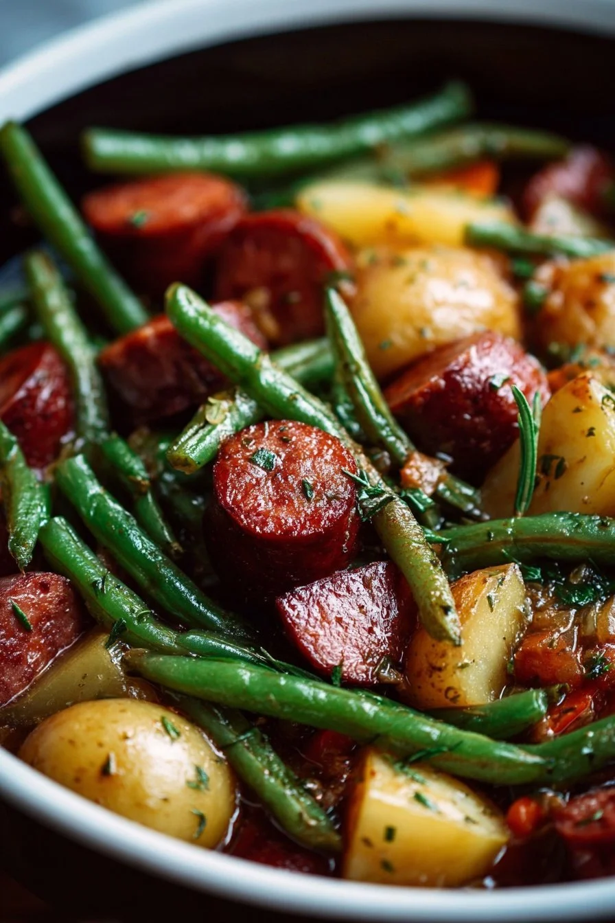 Slow-Cooked Kielbasa with Green Beans and Potatoes
