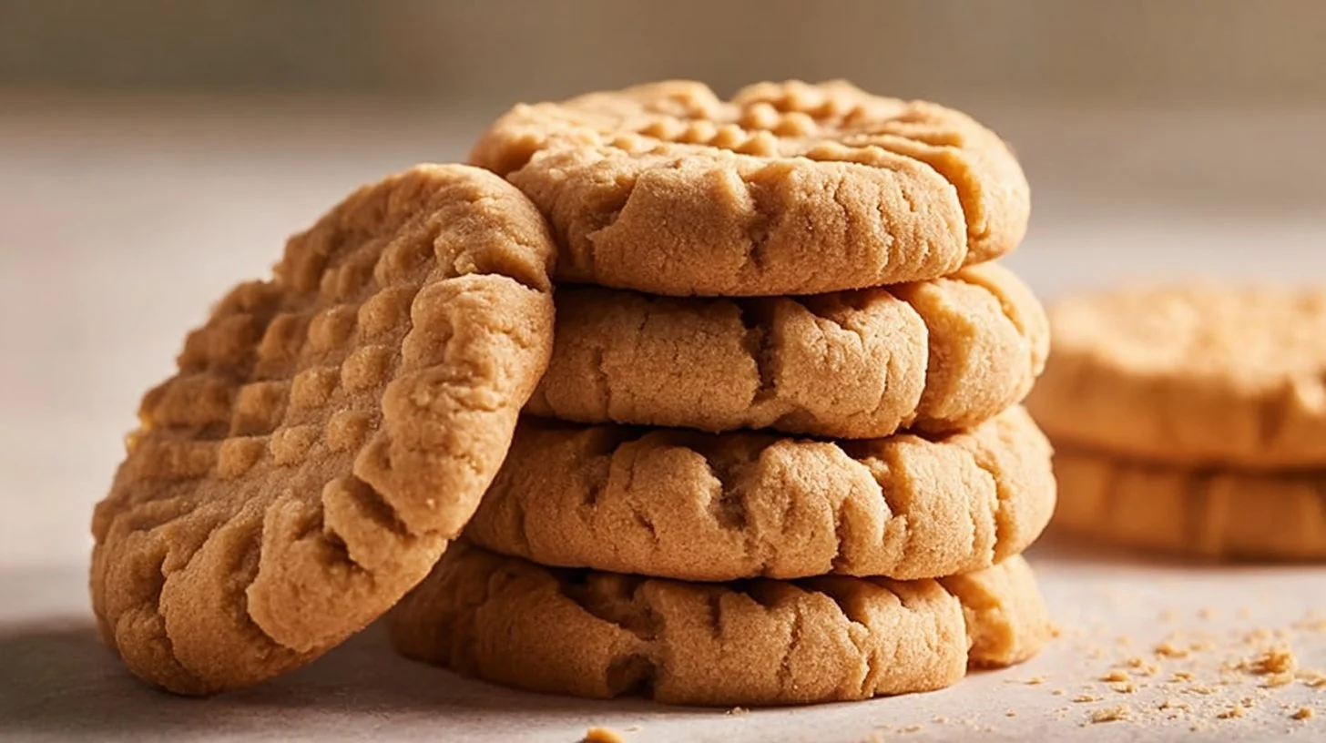 Delicious soft peanut butter cookies on a baking tray, a classic homemade treat
