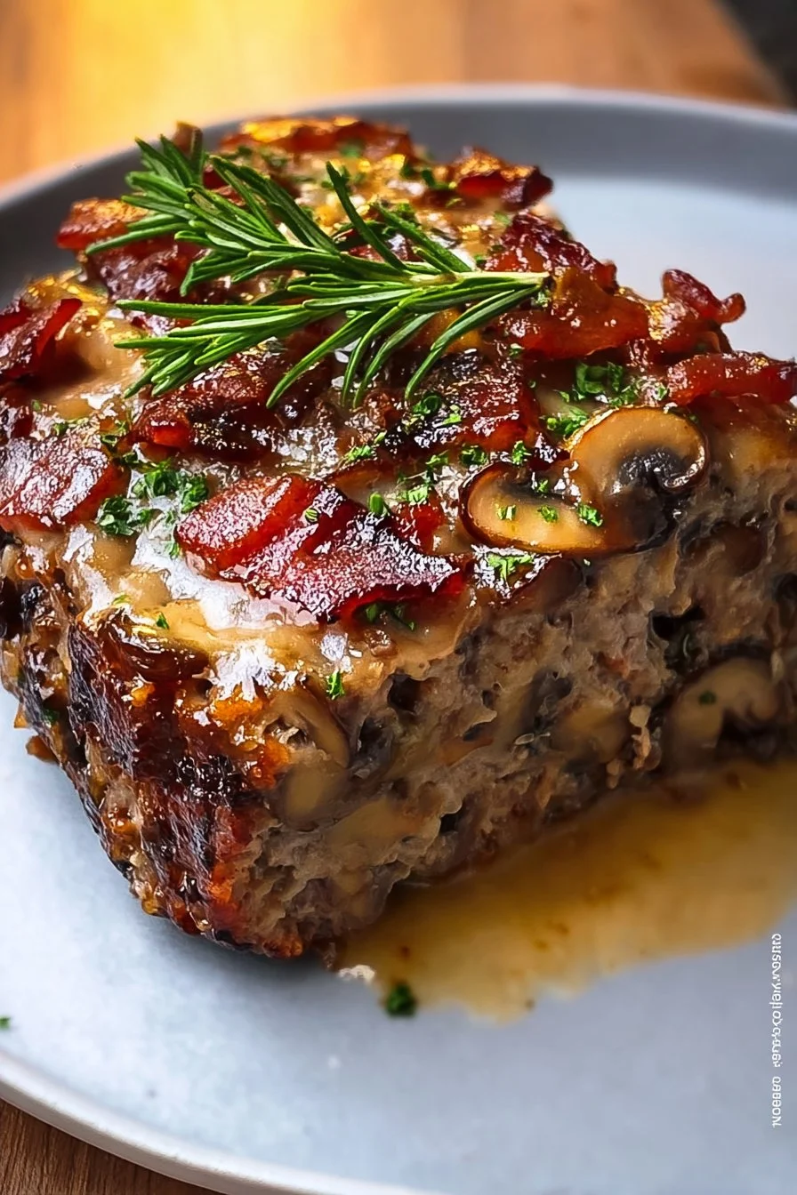 Swiss Bacon Mushroom Meatloaf