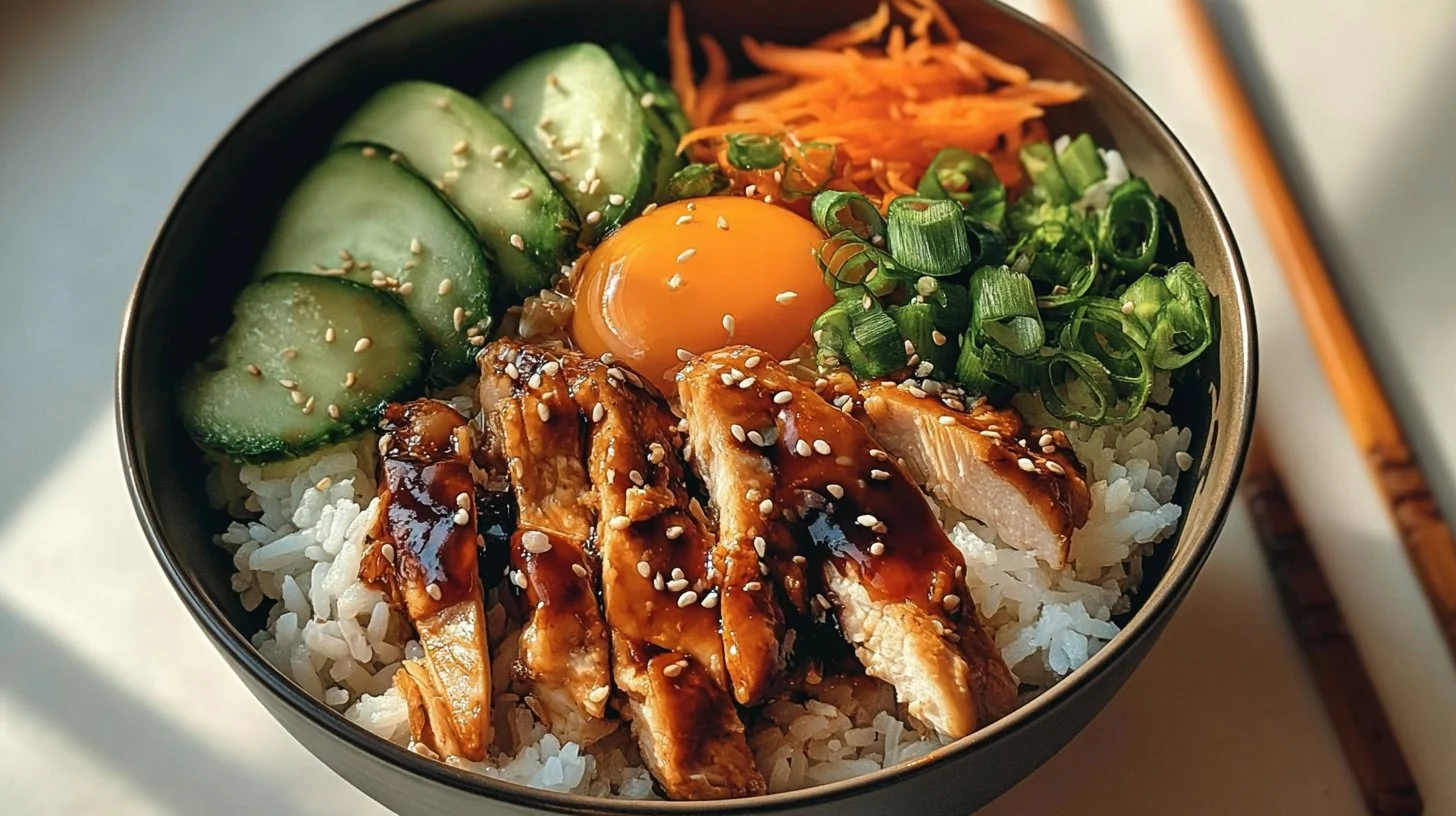 Delicious Teriyaki Chicken Rice Bowl with grilled chicken and vegetables