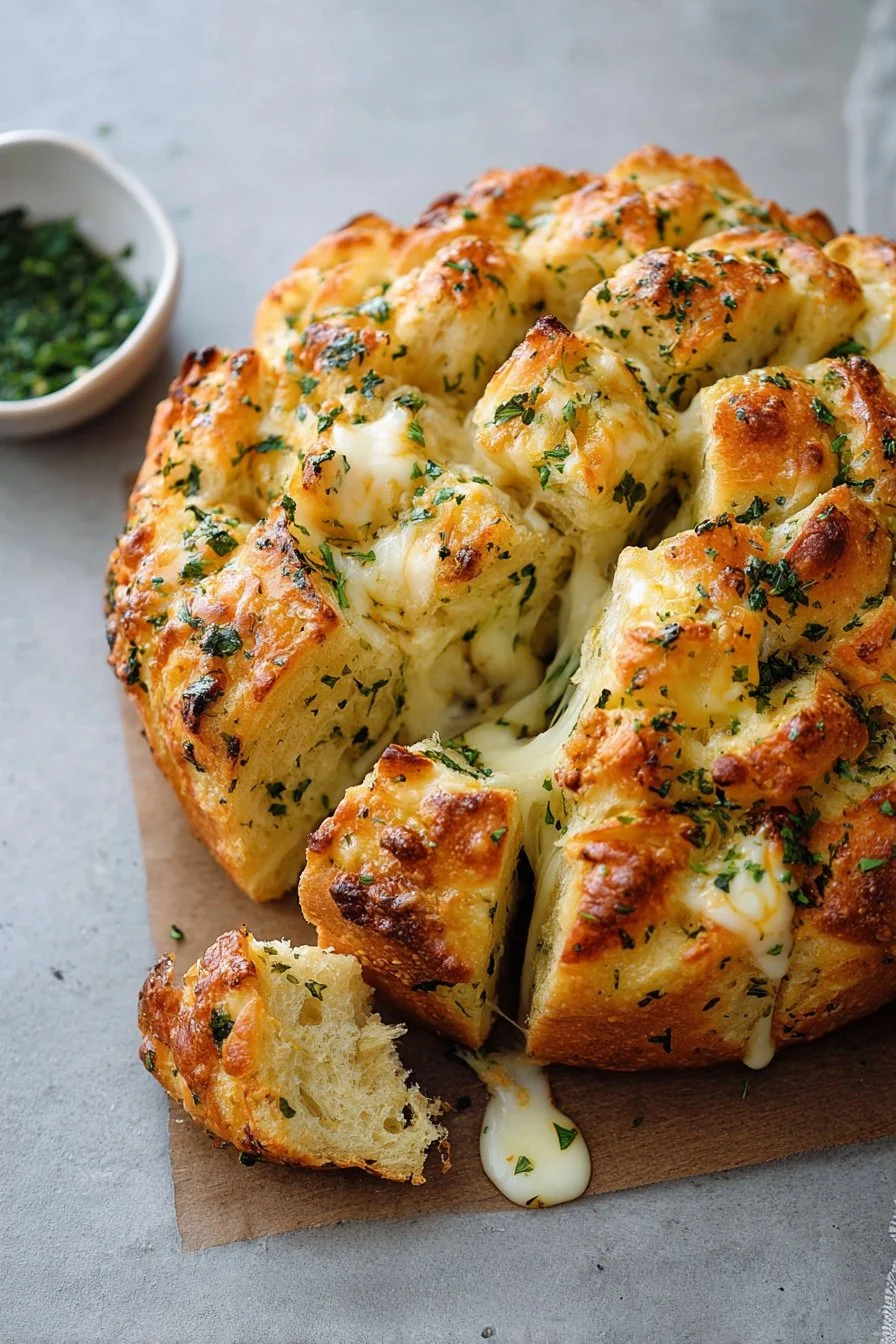 Tree-Shaped Pull Apart Garlic Bread with Mozzarella