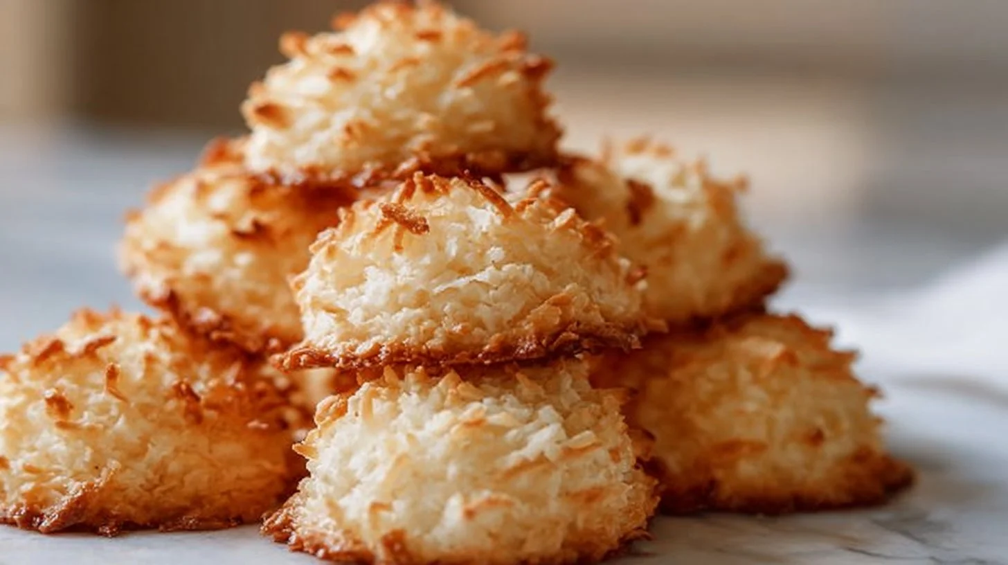 Freshly baked coconut cookies on a plate