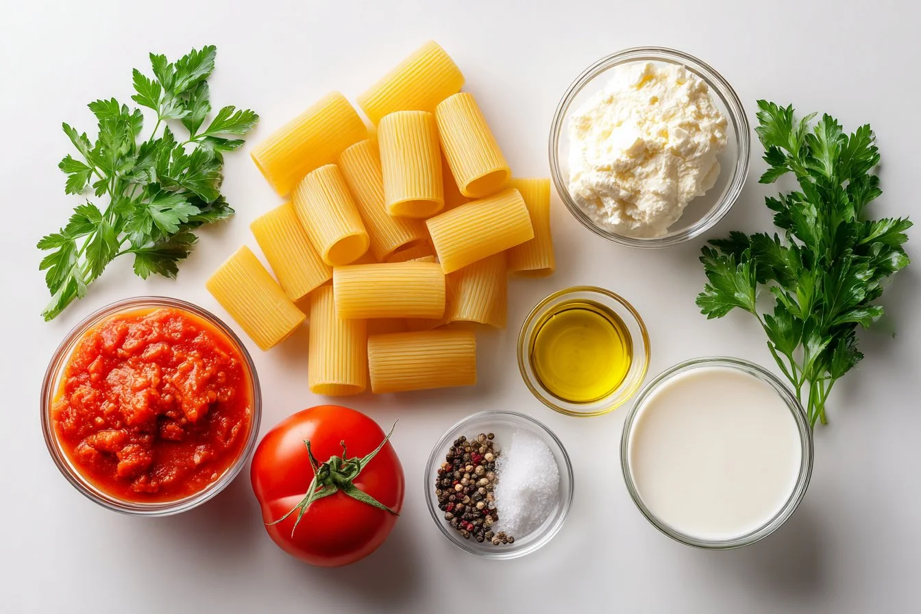 Creamy Rigatoni with Tomato Sauce