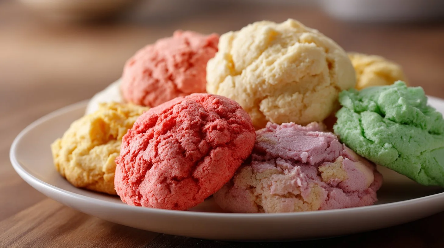 Delicious marbled fruit cookies displayed on a plate