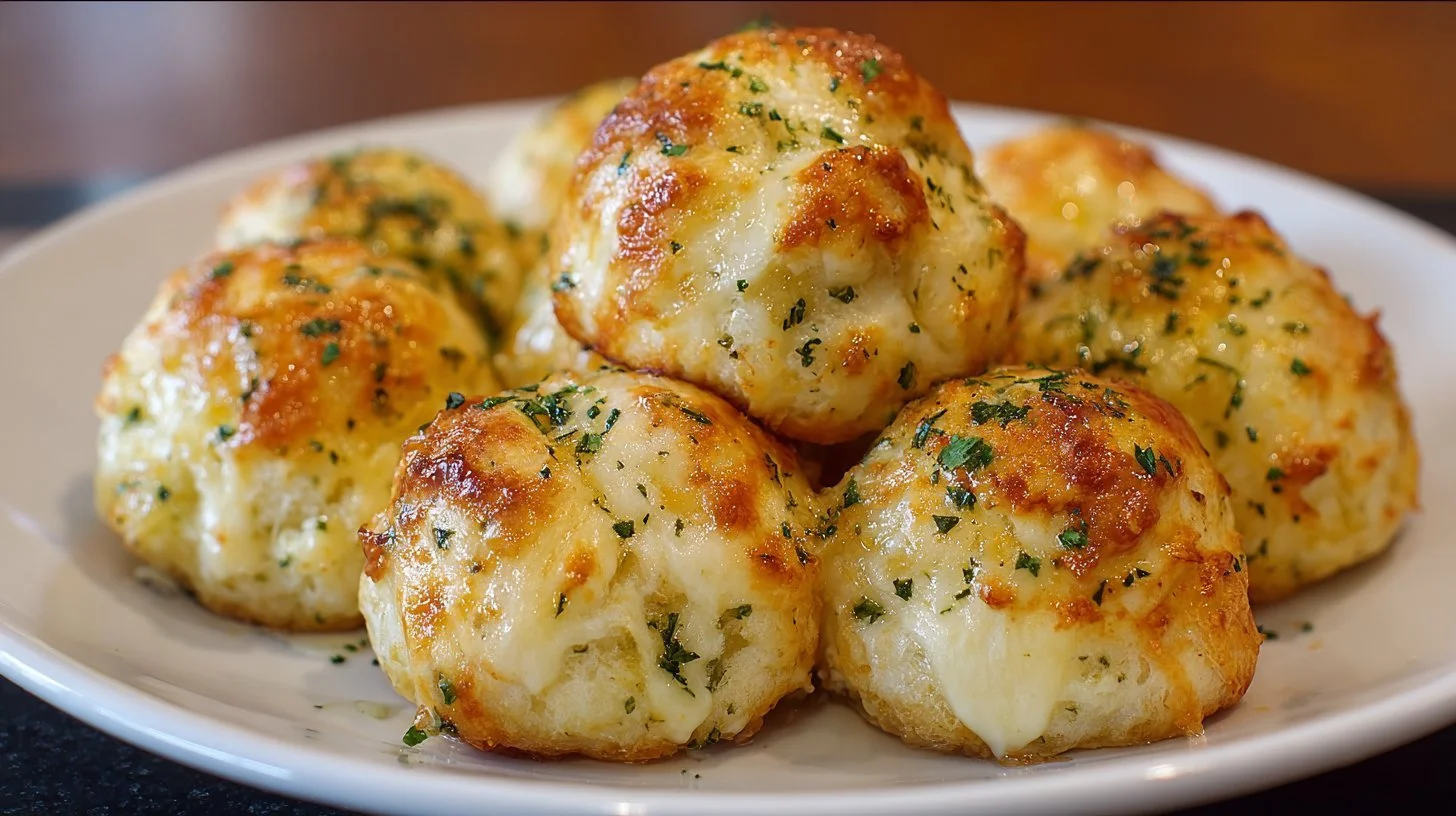 Easy garlic butter cheese bombs with gooey melted cheese filling