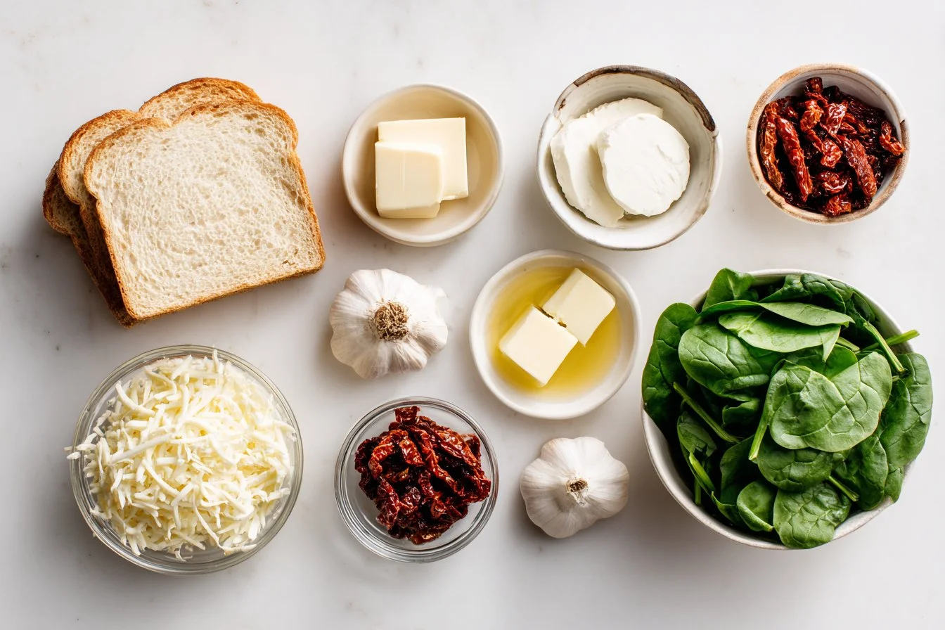 Cheesy Spinach and Sun-Dried Tomato Sandwich