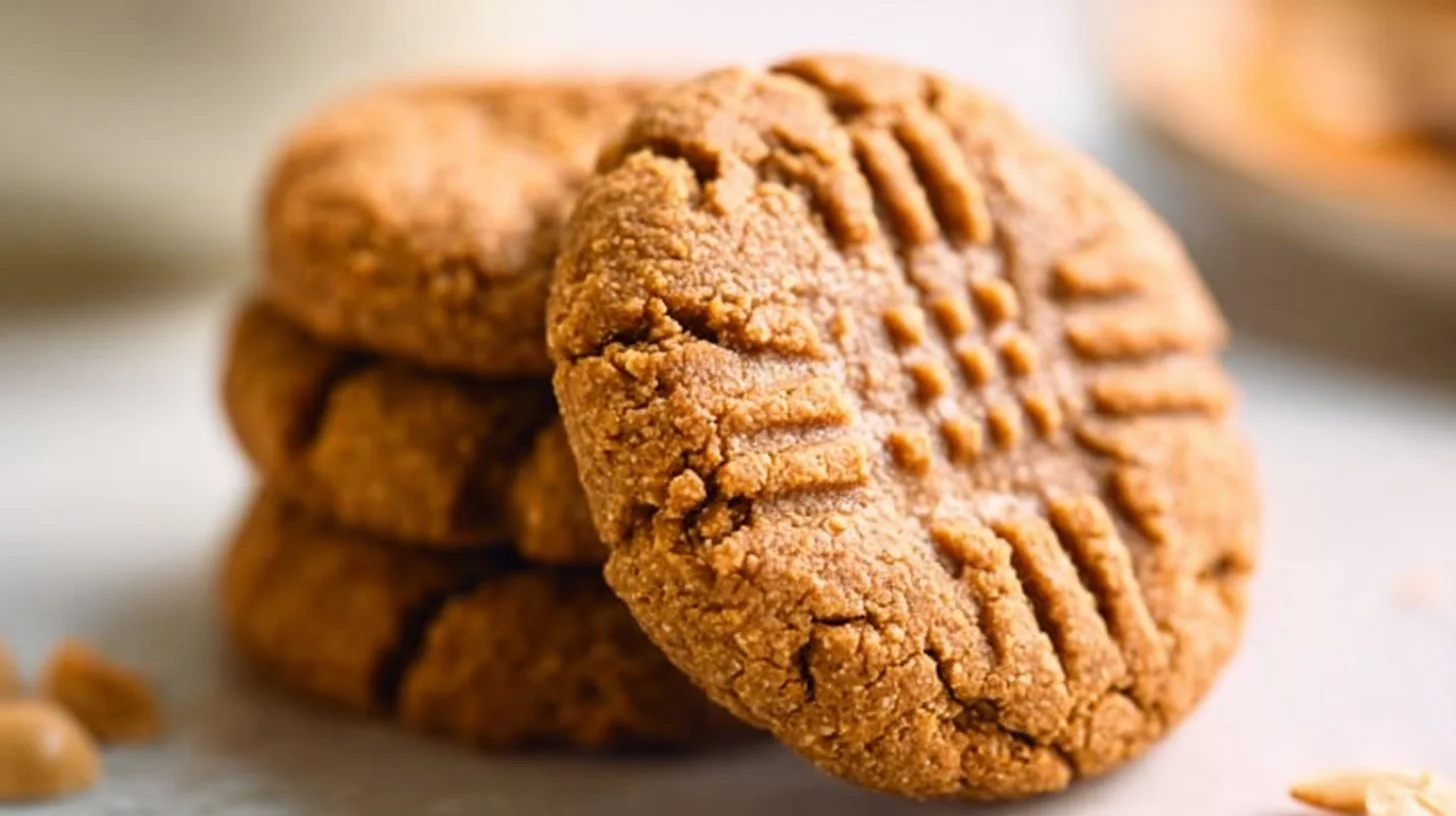 Easy vegan and gluten-free almond flour peanut butter cookies on a plate