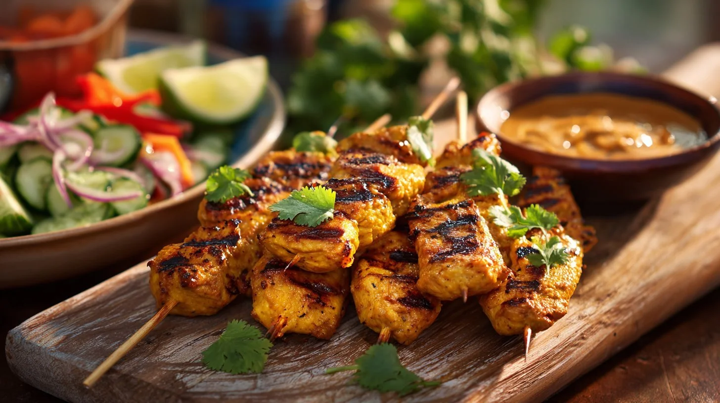 Delicious grilled chicken skewers marinated and ready for summer cookouts