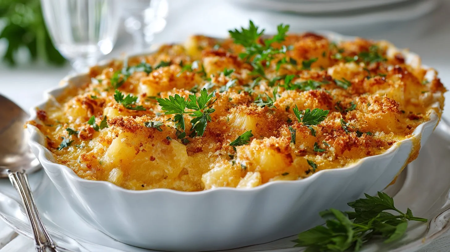 Ham and Cheddar Potato Casserole