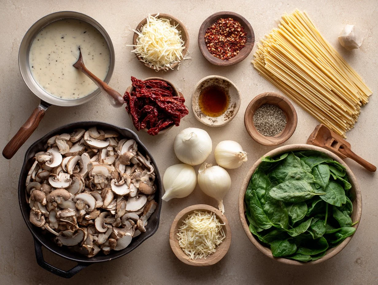 Creamy Mushroom and Spinach Pasta