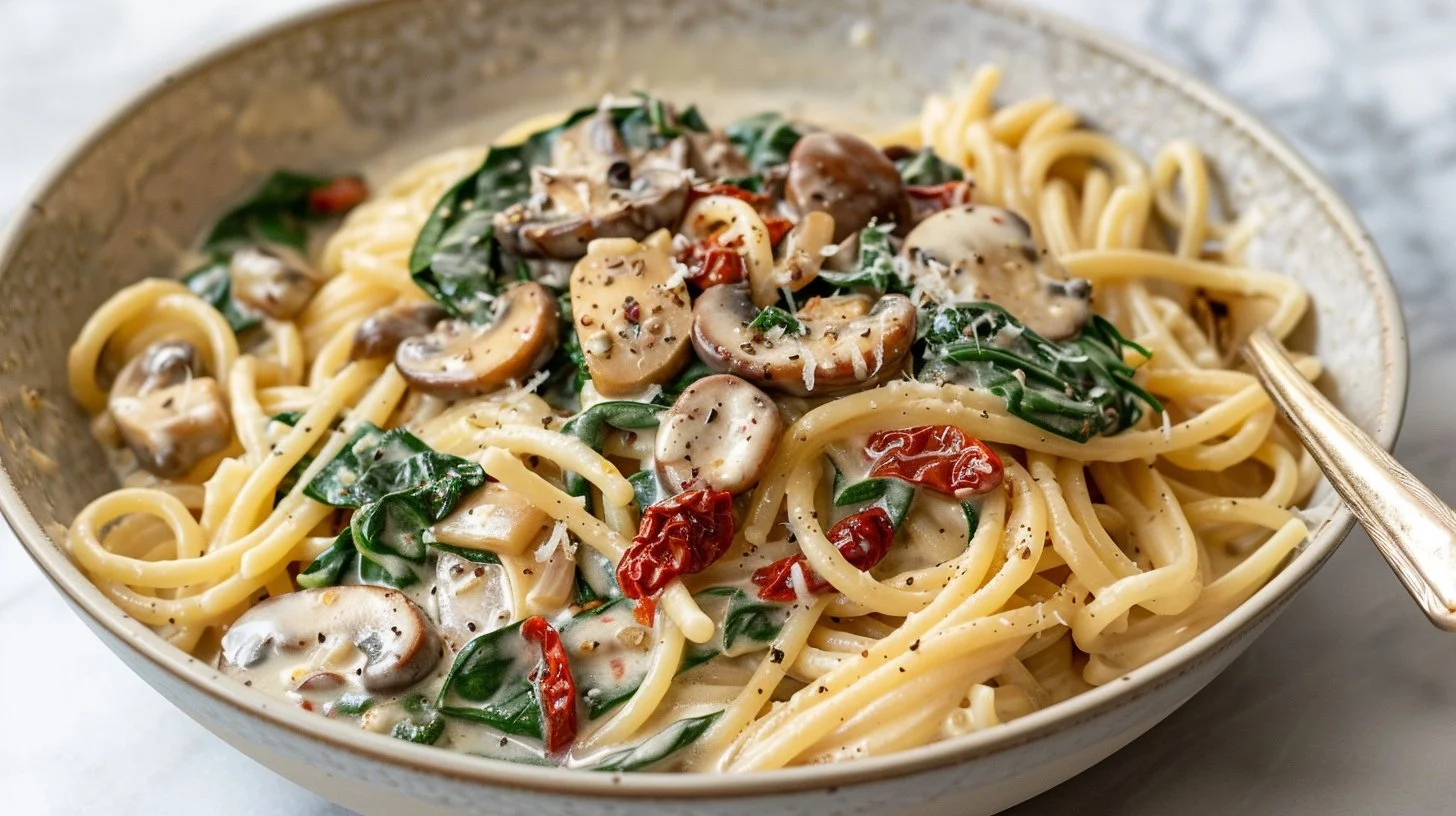 Creamy Mushroom and Spinach Pasta