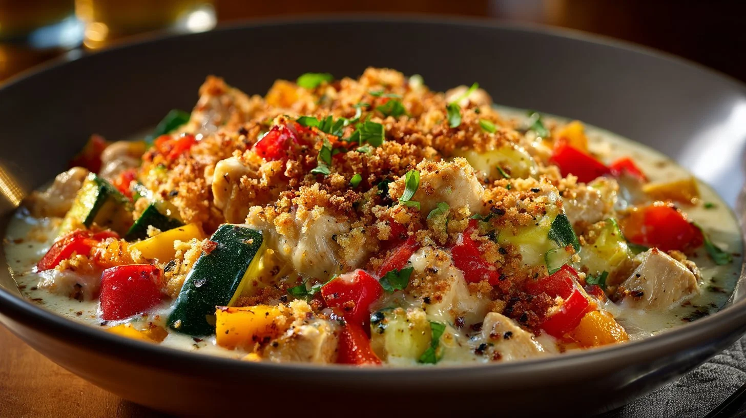 Savory grain bowl topped with protein and fresh vegetables ready for a weeknight meal.