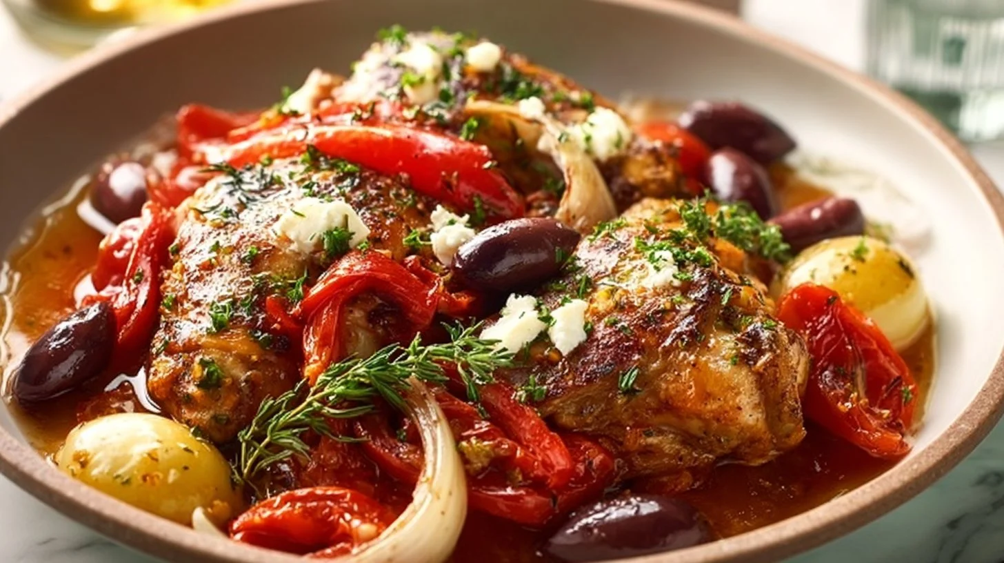 Slow Cooker Greek Chicken served with Mediterranean herbs and spices