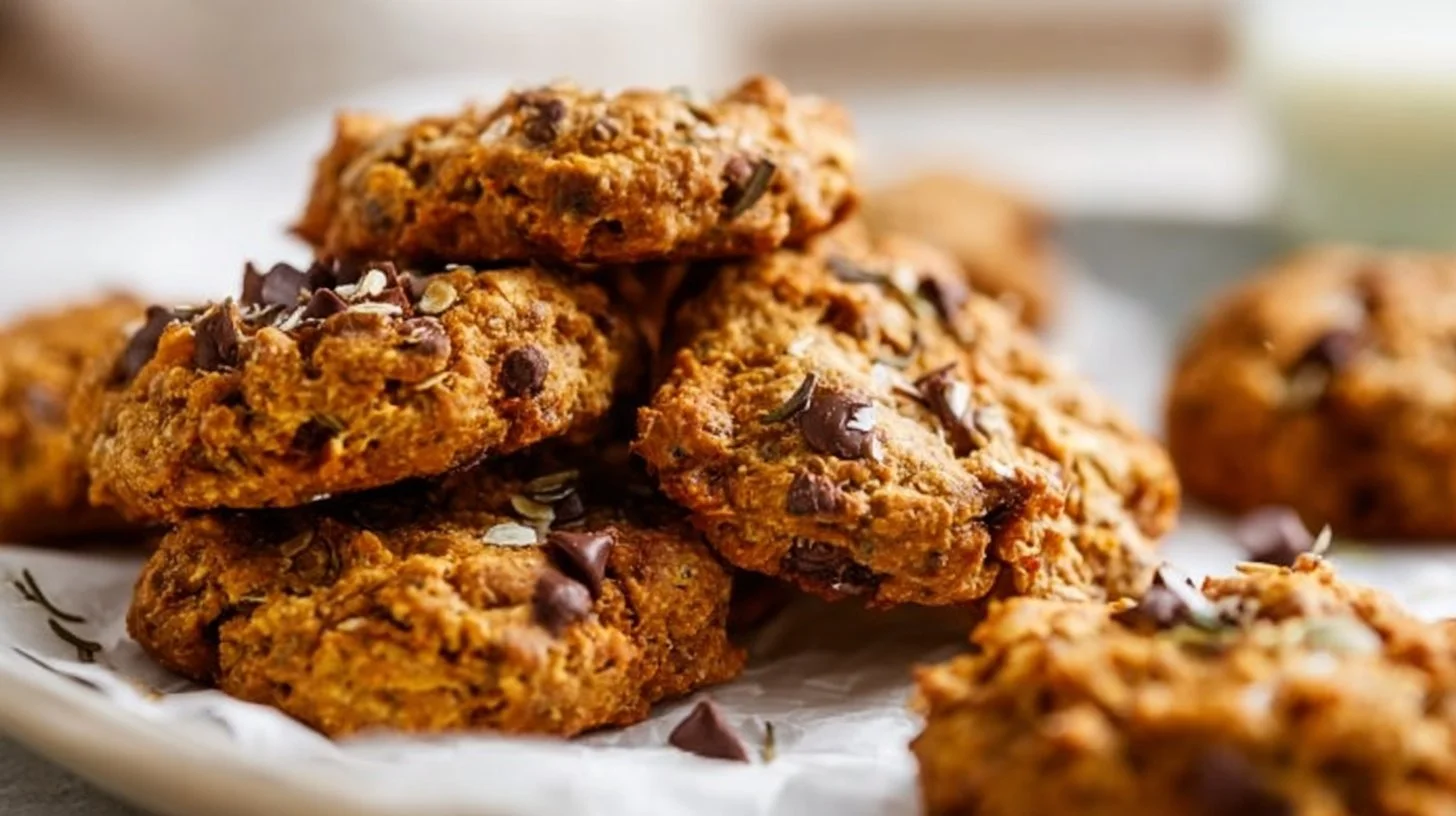 Freshly baked Vegan Sweet Potato Cookies on a wooden platter