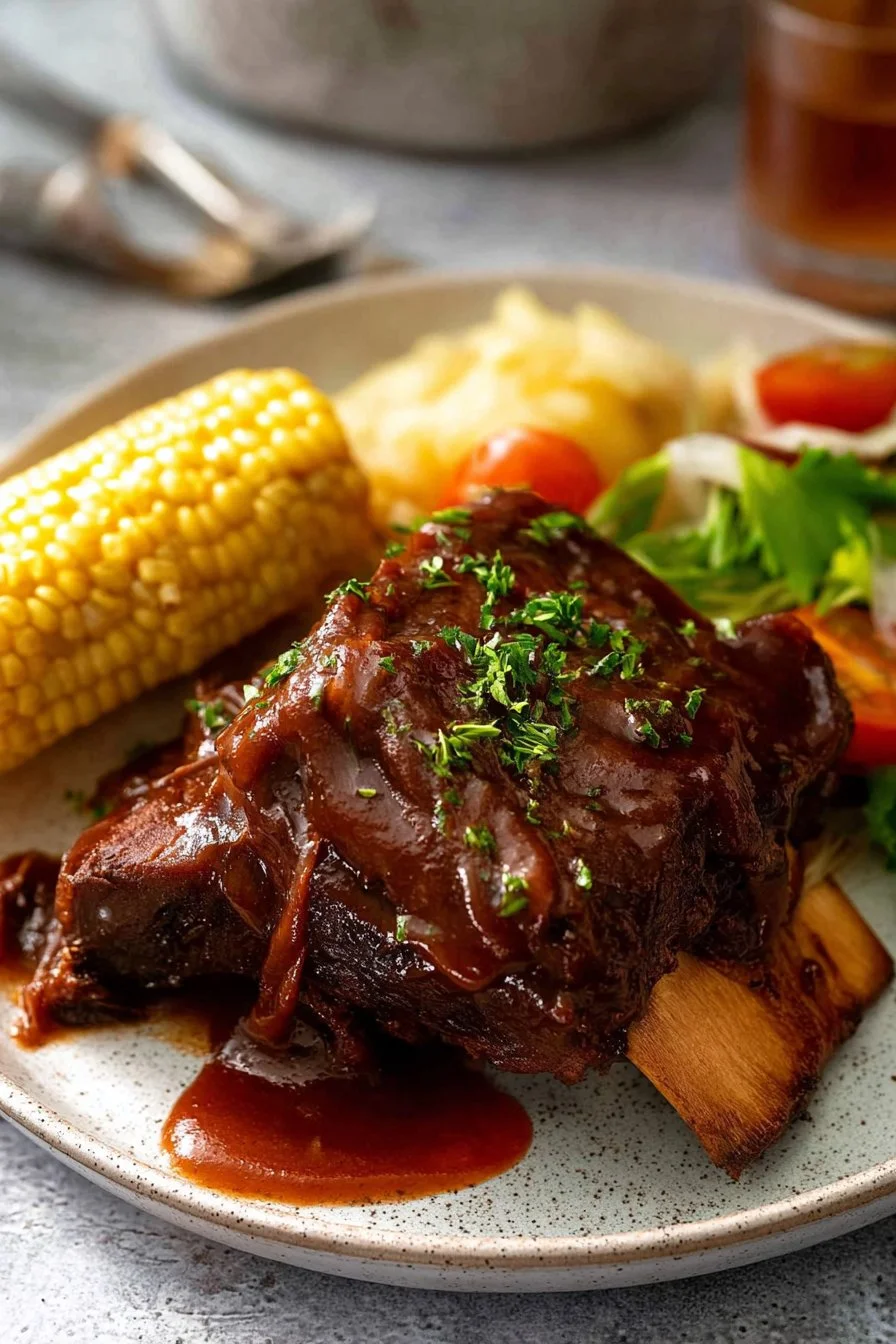 Slow Cooked Beef Ribs with Barbecue Sauce