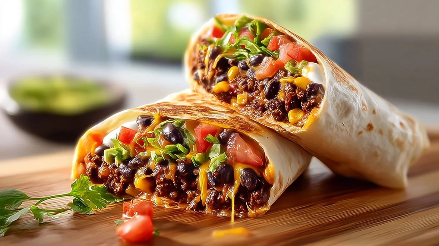 Delicious Black Bean Crunch Wrap Supreme served on a plate
