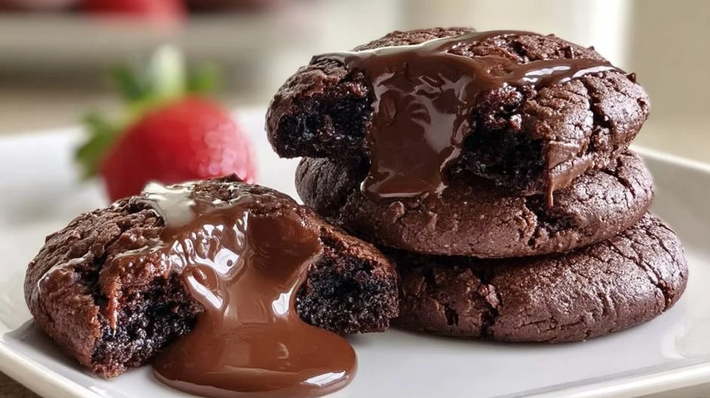 Delicious chocolate lava brownie cookies with a molten center