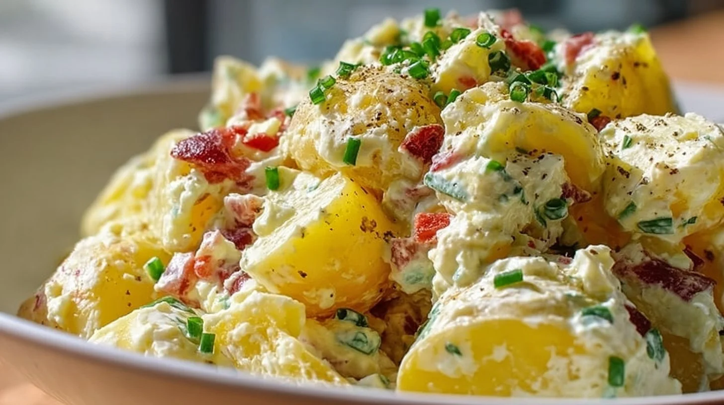 Classic American-style potato salad served in a bowl