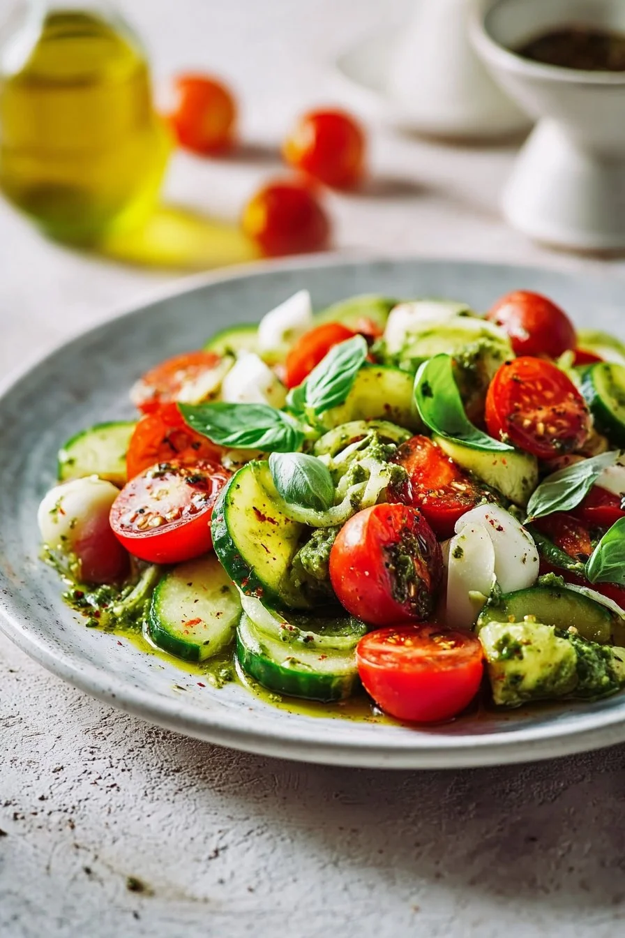 Cucumber Avocado Pesto Salad