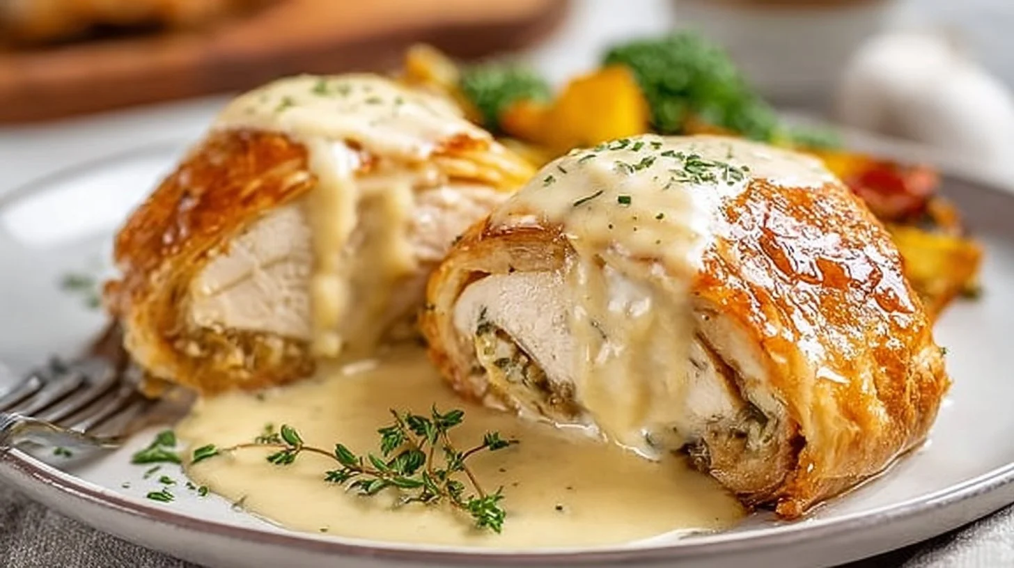 Easy Chicken Wellington with Dijon Cream Sauce gourmet dinner recipe
