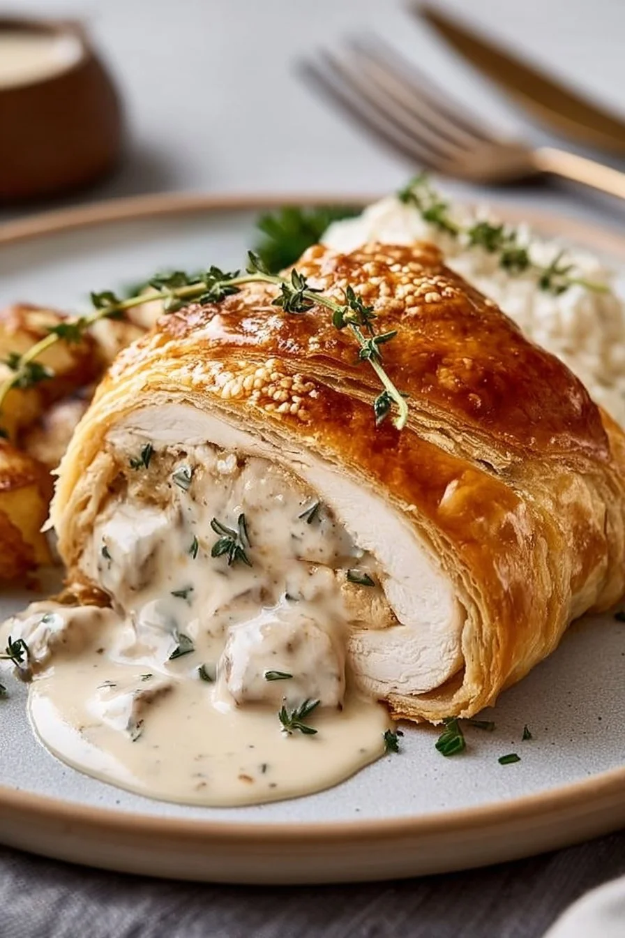 Irresistible Chicken Wellington with Dijon Cream Sauce