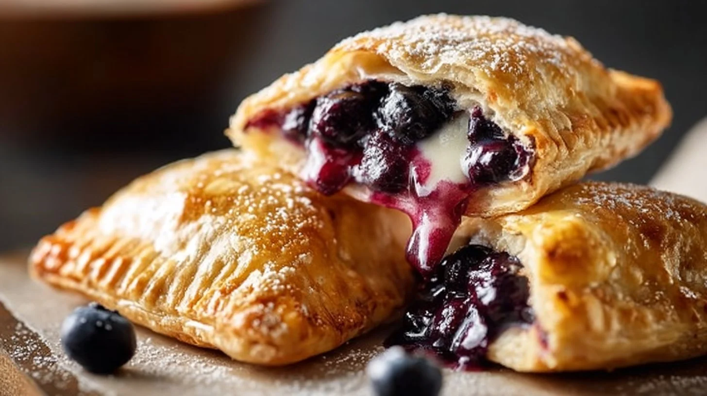 Delicious mini blueberry hand pies on a white plate
