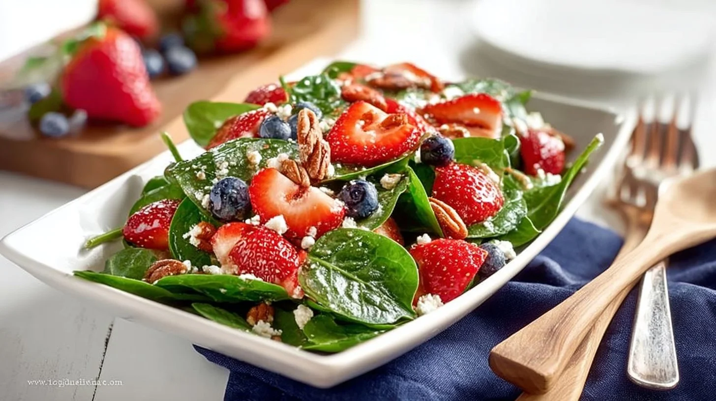Fresh Spinach Strawberry Salad with vibrant greens and juicy strawberries
