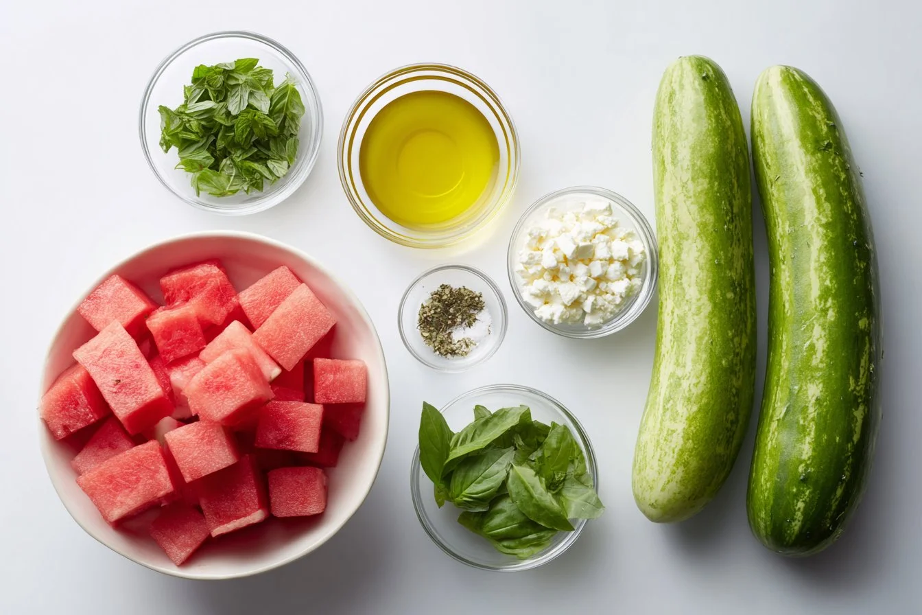 Watermelon Salad with Feta and Cucumber