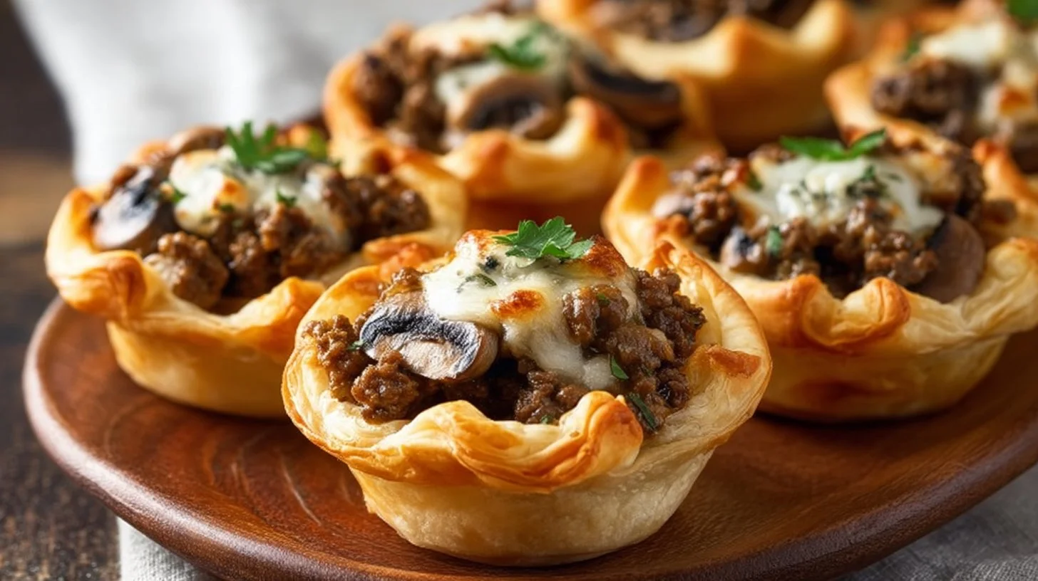 Savory Beef and Mushroom Crescent Cups on a serving platter