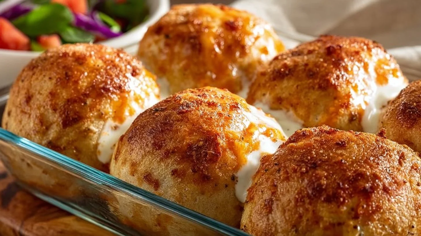 Delicious Buffalo Chicken Bombs, crispy and spicy appetizers for game day.