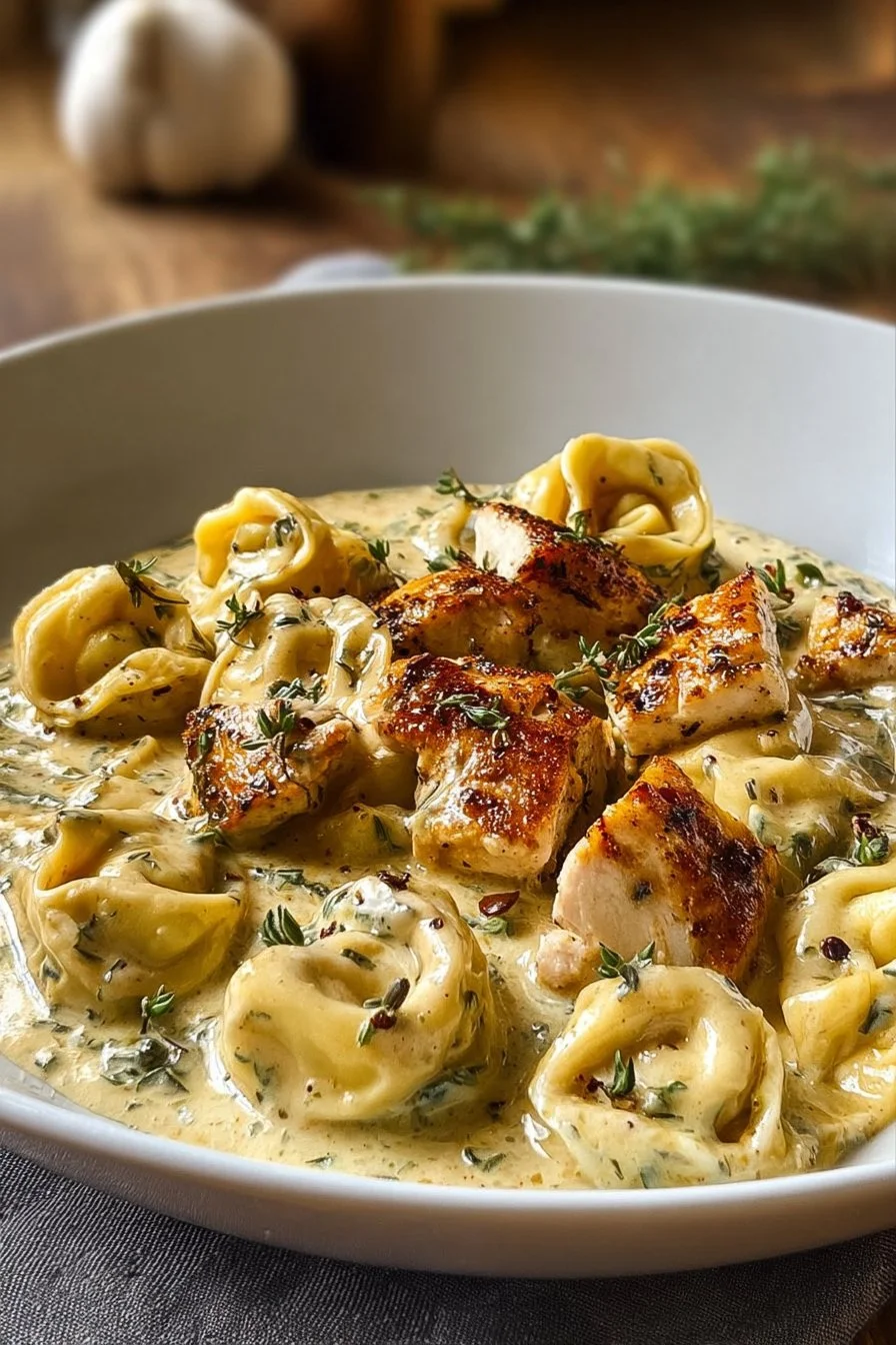 Cajun Chicken Tortellini with Creamy Garlic Sauce