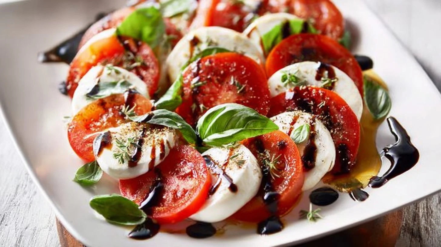 Classic Caprese salad with tomatoes, mozzarella, and balsamic glaze