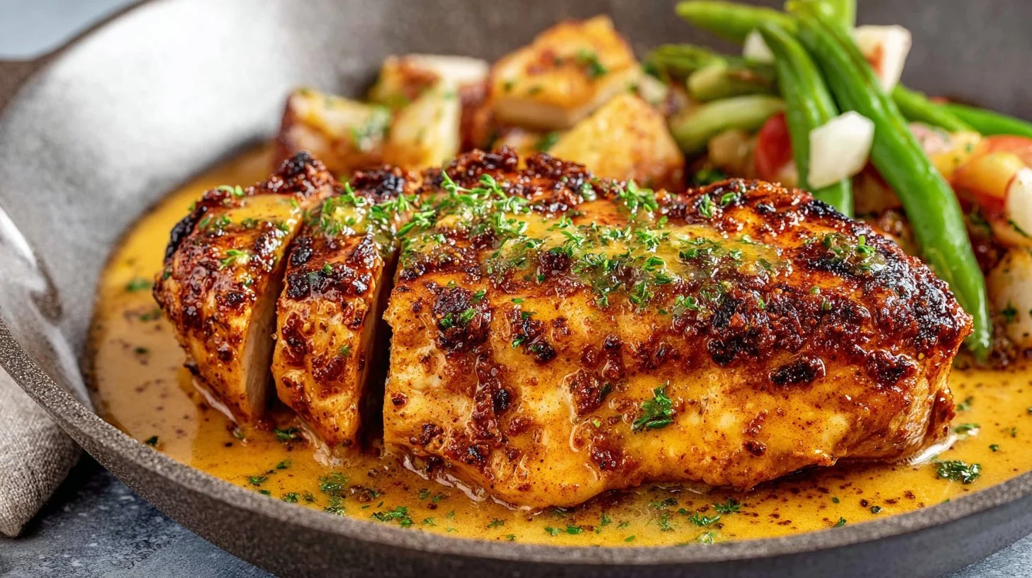 Easy barbecued chicken recipe with Cowboy Chicken and butter sauce