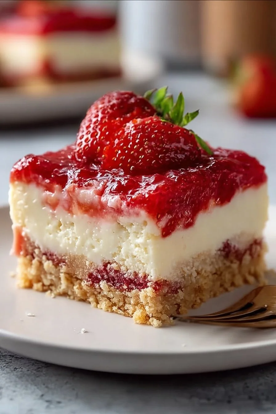 Strawberry Shortcake Cheesecake Bars
