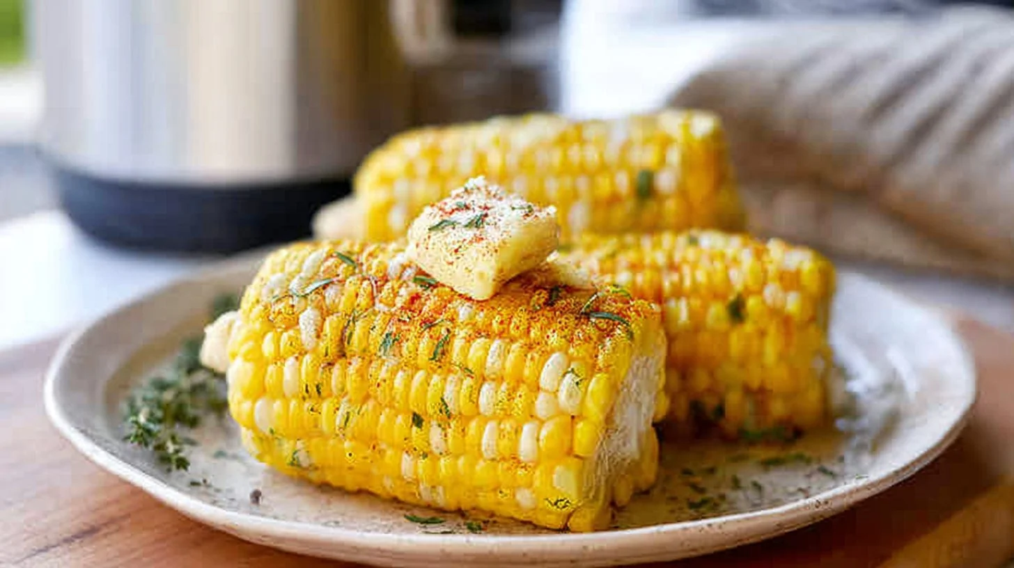 Delicious Crock Pot corn on the cob served on a plate