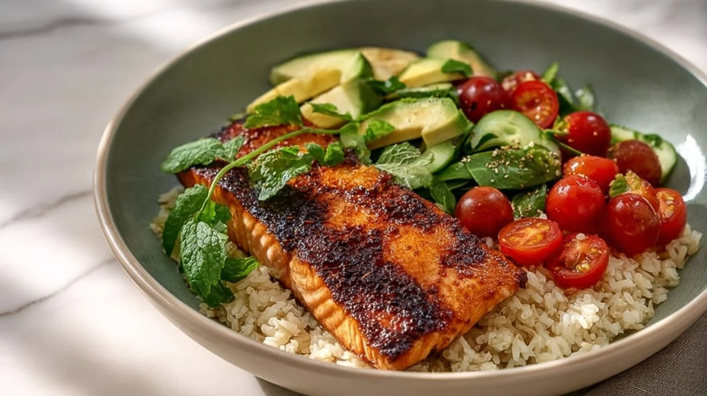 Easy Rice Bowl with Charred Salmon – Quick Weeknight Dinner