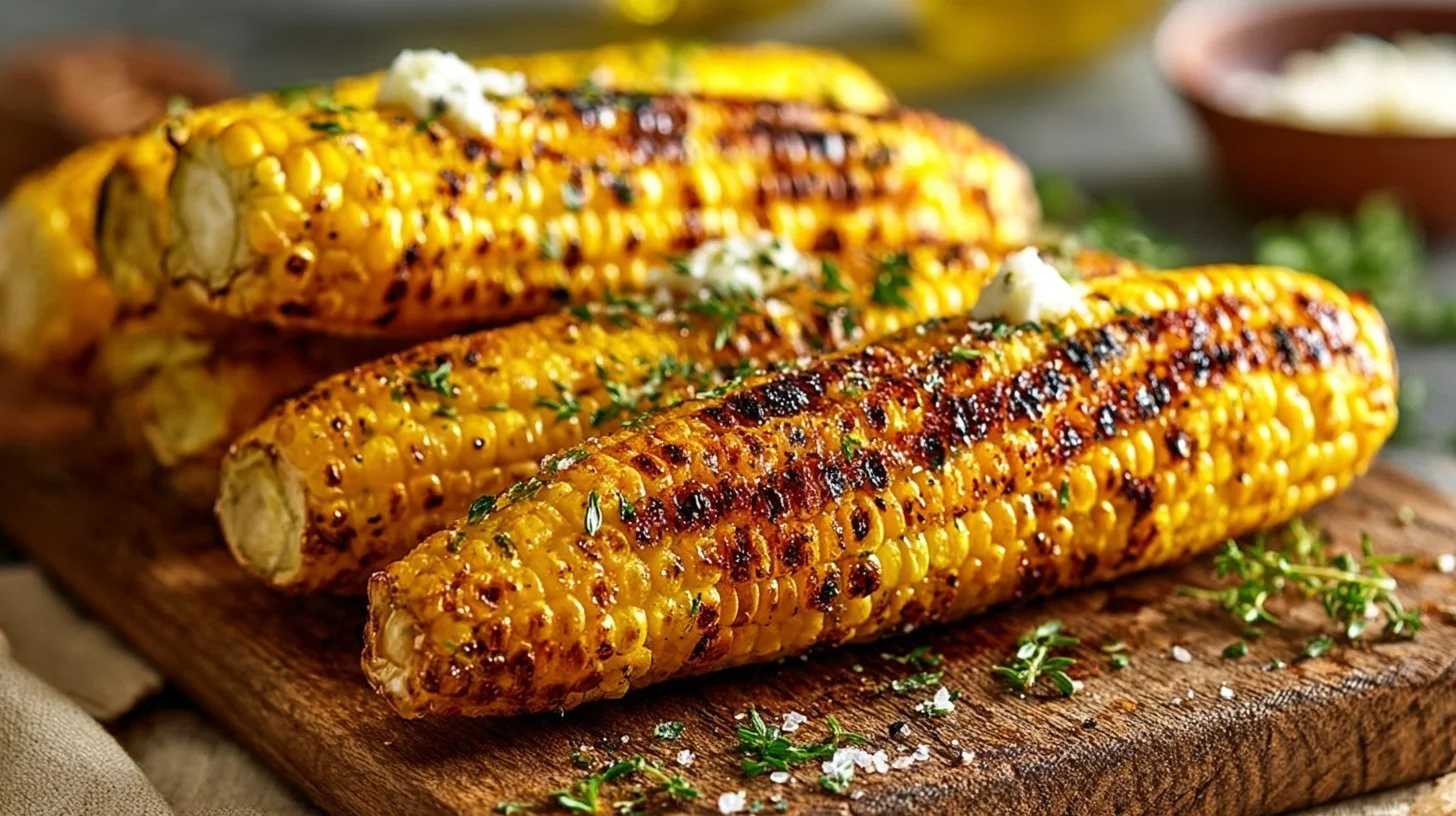 Delicious grilled corn on the cob served at a summer BBQ