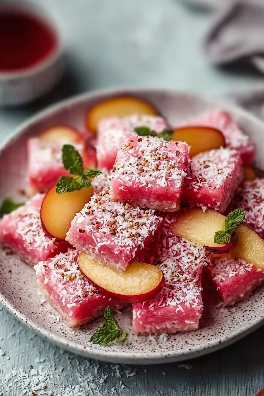Pink Coconut Snowball Cake Bars