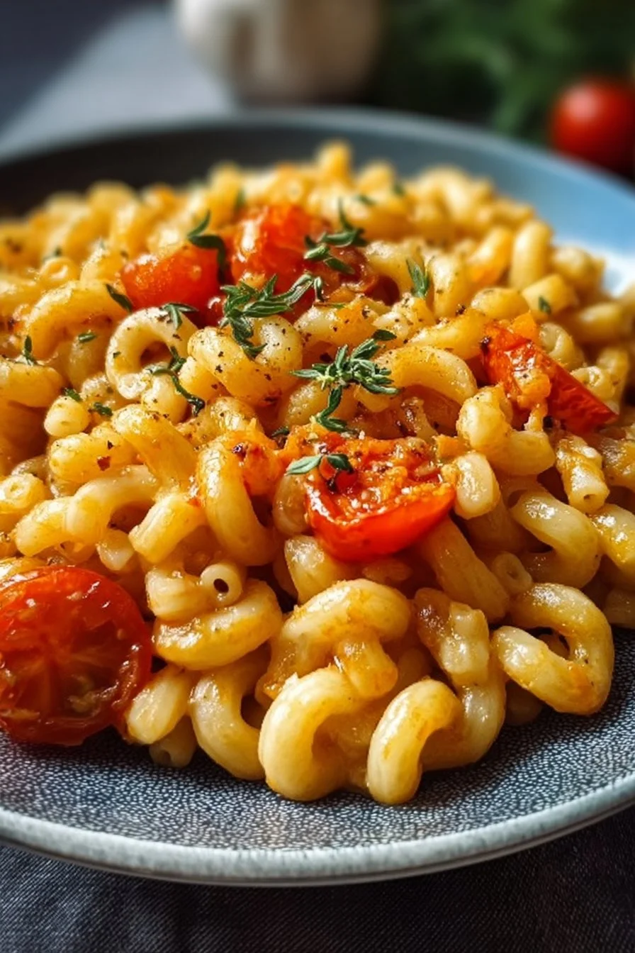Macaroni fumé et tomate
